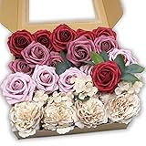 LELE LIFE Artificial Flowers Roses Mix Hydrangea Peony Combo Faux Fake Flowers with Stems for Table