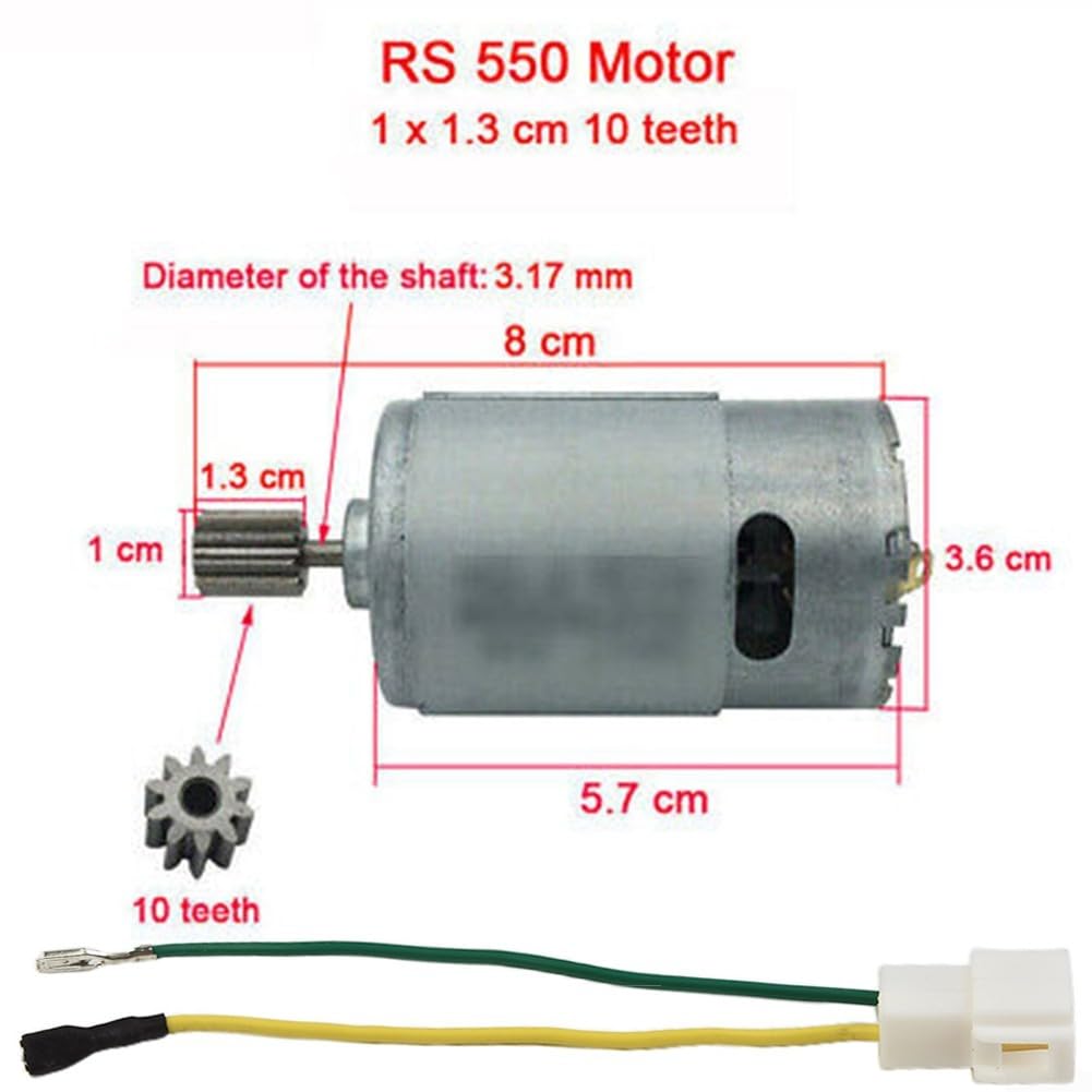 Motori per auto elettriche 550 RS390 RS380 12V 6V DL555 24V 10 denti motoriduttore con opzioni di velocità multiple per veicoli elettrici per bambini (550 12V 23000RPM)