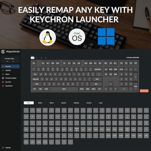 Image of Keychron K10 Max Wireless Custom Mechanical Keyboard, QMK 2.4 GHz Bluetooth Full-Size with Hot-swappable Keychron Super Banana Switch Compatible with Mac Windows Linux (RGB Backlit)