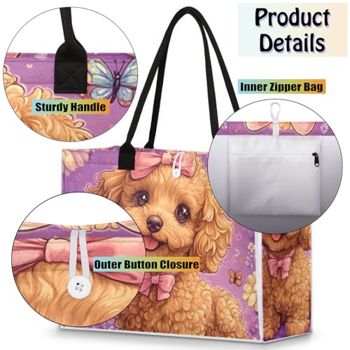 Teddy Puppy Tote Bag for Women Large Beach Bag Reusable Tote Bags for Work Travel Beach Shopping4
