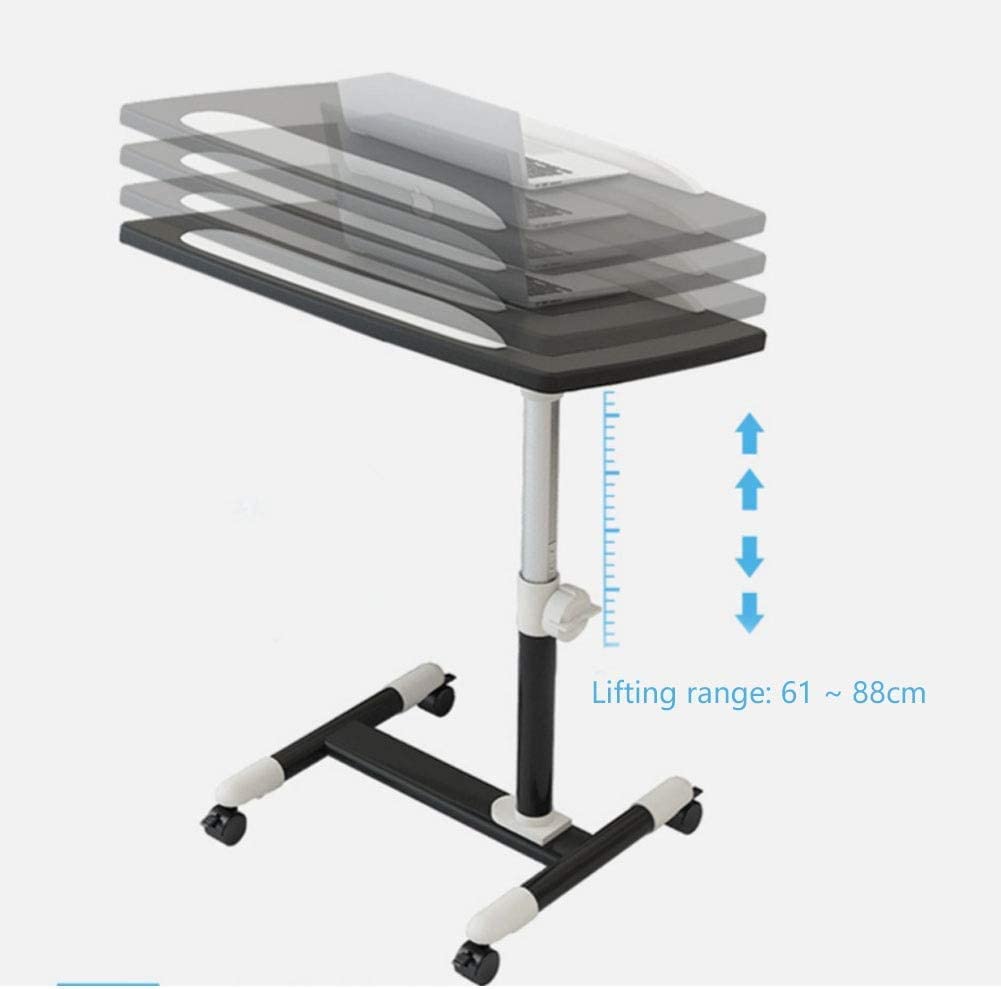 Table de lit Bureau Debout réglable en Hauteur de Table de lit Mobile, Bureau d'ordinateur Portable pneumatique de 30 Pouces avec Roues pour Les Bureaux médicaux à Domicile Spacieux