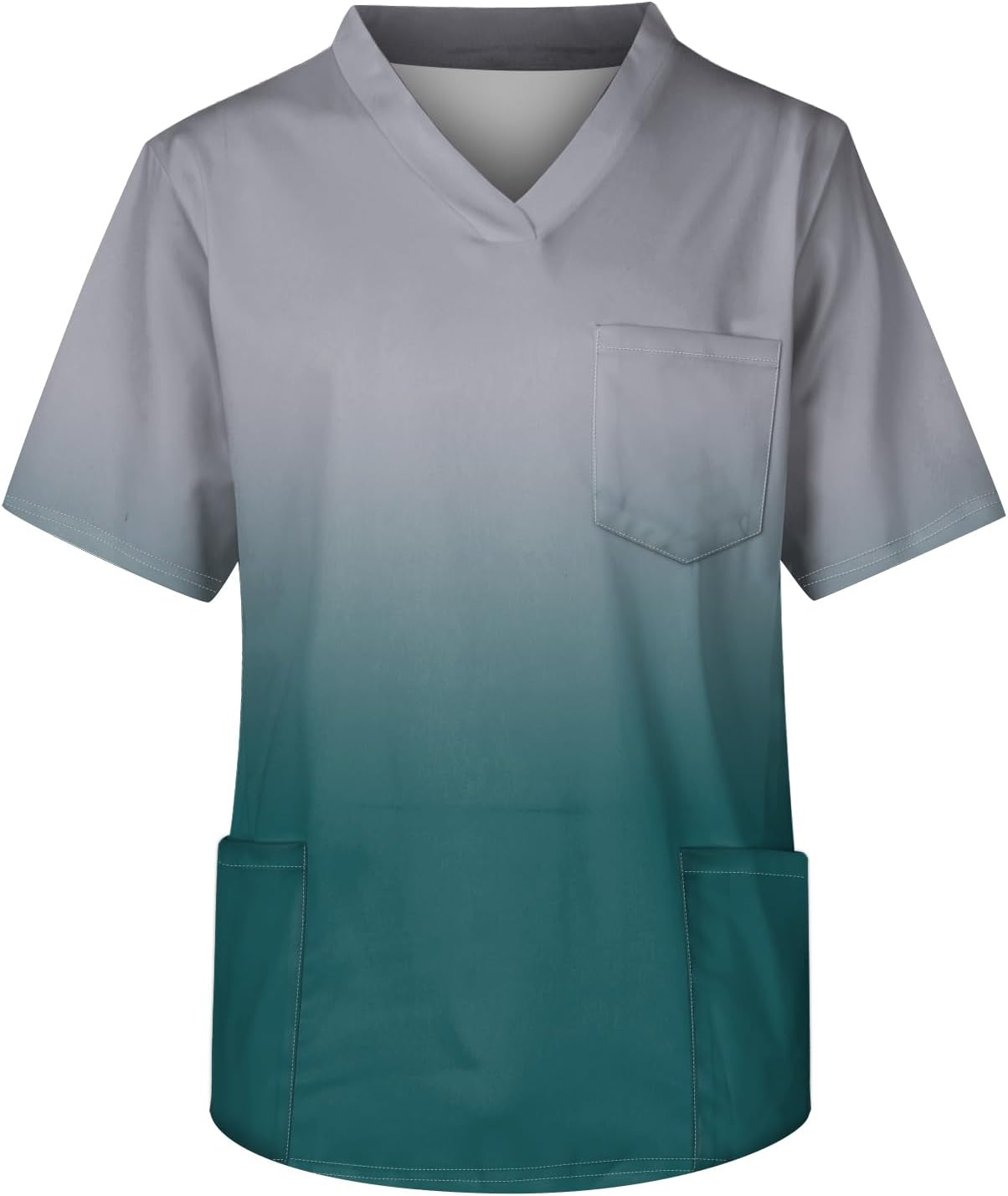 Men's Gradient Color Scrub Shirts V-Neck Top Soft Stretch Tuckable Scrubs with Pockets