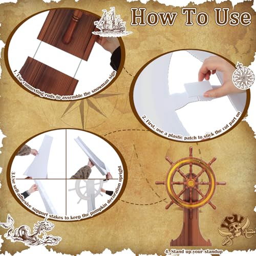 Image of DoubleFill 4 Feet Ship Wheel Cardboard Cutout Nautical Party Decorations Stand up Large Captain Wheel Photo Props Back Drops for Pirate Nautical Party Home Outdoor Decor