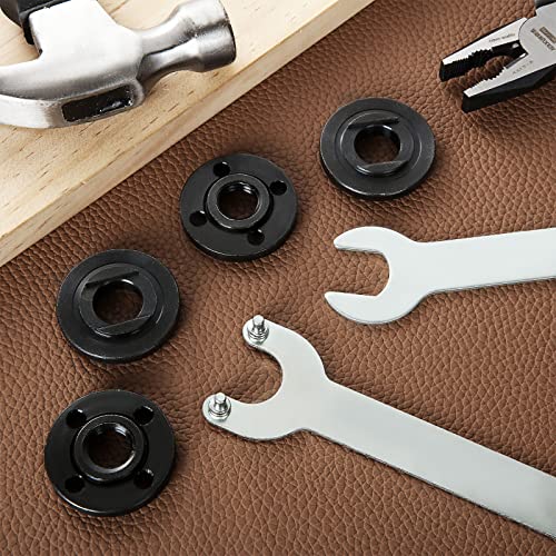 Image of 12 pcs Angle Grinder Flange Nuts 5 /8 inch-11, Suit for All 4-1 /2 inch with 2 pcs Spanner, Angle Grinder Flange Replacement for Makita, Ryobi, Dewalt, Milwaukee, Craftsman