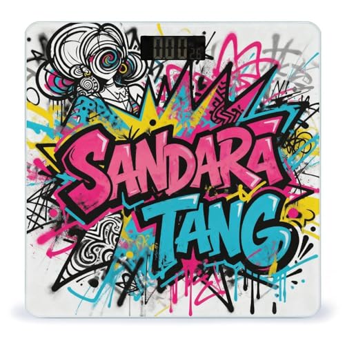 Báscula digital de baño peso corporal con pantalla LCD color graffiti