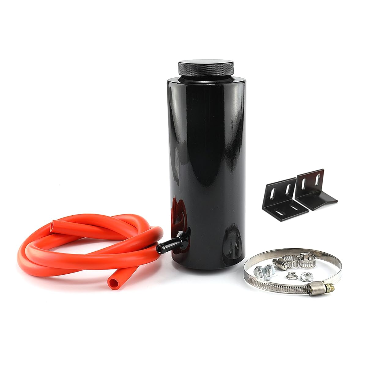 Ludom Vase d'expansion de refroidissement, réservoir en alliage d'aluminium pour tous véhicules 800 ml/27 oz (noir)