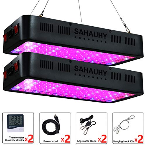 2-Packs 1000W LED Grow Light with Lens,SAHAUHY Full Spectrum Plant Lights Veg