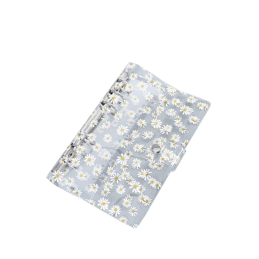 JIHUOO A6 Gänseblümchen Klar Ringbuchordner Ringbuchhülle Ringbuch Notizbuch Hülle Binder Abdeckung mit Schnappen