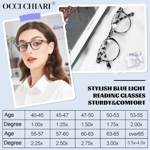 Image of OCCI CHIARI Womens 4.0 Readers Blue Light Blocking Reading Glasses Women Computer Eyeglassses Filter(1.0 1.25 1.5 1.75 2.0 2.25 2.5 2.75 3.0 3.5 4.0 5.0 6.0)