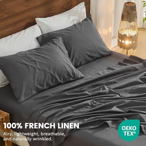 Image of Bedlifes 100% French Linen Queen Bedding Set - 18-24 inch Extra Deep, 4-Piece | Soft & Durable, Breathable & Cooling, Flax Linen Sheet, OEKO-TEX Certified, Moisture Wicking, Easy Care, Machine Washable