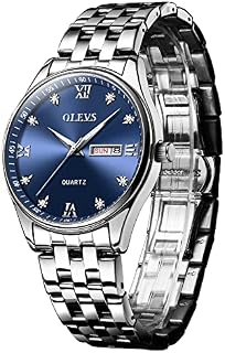 OLEVS Men Watches Stainless Steel Roman Numerals Waterproof Analog Quartz Luminous Calendar Business Luxury Dress Classic Gent Wrist Watch