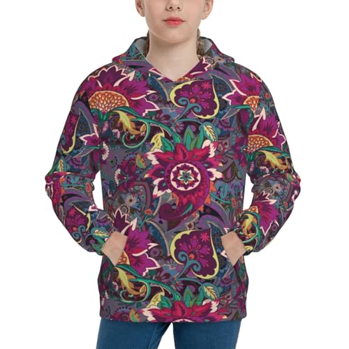 Vintage Oriental Paisley Kid Hoodies Boys Sweatshirts Girls Pullover with Pocket