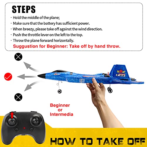 Antsir RC-0201 Remote Control Plane F-22 Raptor, 2.4Ghz Smart Gyroscope Rc Airplane With Light Strip, Jet Fighter Toy Gift For Kids Beginner thumb #5