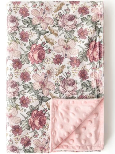 Baby Blankets for Unisex Boys Girls, Soft Plush Minky Blanket with Double Layer Dotted Backing for Infant Newborn Toddler, Vintage Floral Western Wild...