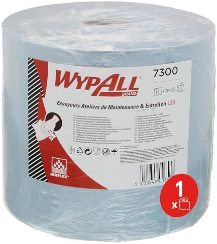WypAll L20 EXTRA + efficient general purpose wipers, Wiper cloth roll, Blue color, 500 sheets, 1 roll-7300