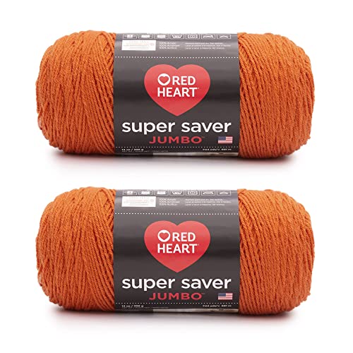 Image of Red Heart Super Saver Jumbo Carrot Yarn - 2 Pack of 14oz /396g - Acrylic - 4 Medium (Worsted) - 744 Yards - Knitting /Crochet