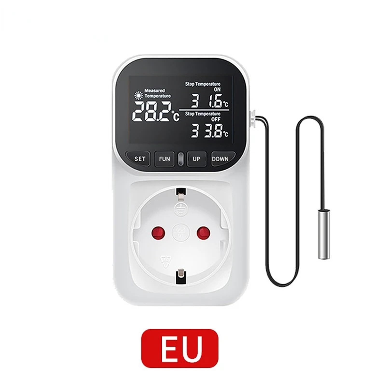 Presa timer Termostato digitale 220v Regolatore di temperatura Presa di corrente con interruttore timer Raffreddamento Riscaldamento Sensore di temperatura(EU)
