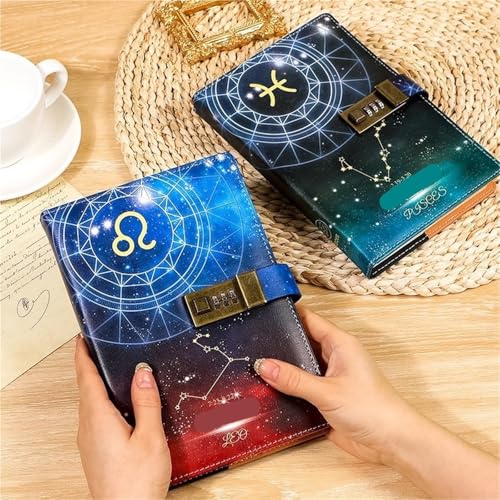 Journal intime verrouillé A5 Twelve Constellations carnet de notes à code secret pour ado