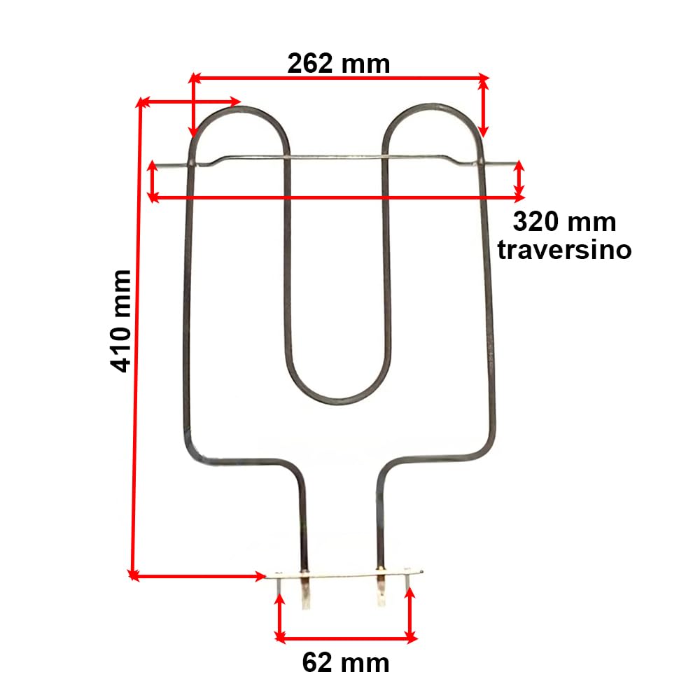 Resistenza Inferiore Base 1100 Watt 410 x 262 mm per Forno Fornetto Cucina Compatibile con Zanussi Compatibile con Gorenje
