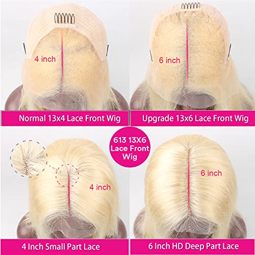Alot 613 Lace Front Wig Human Hair, 13X6 Transparent 613 Hd Lace Frontal Wig 180 Density, Blonde Lace Front Wigs Human Hair For Women 12A Body Wave Human Hair Wig Can Be Dyed 20 Inch #TOP5