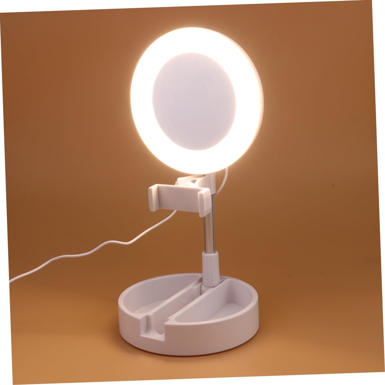 Luce Selfie LED Circolare Bianca da Tavolo 64 LED con Supporto