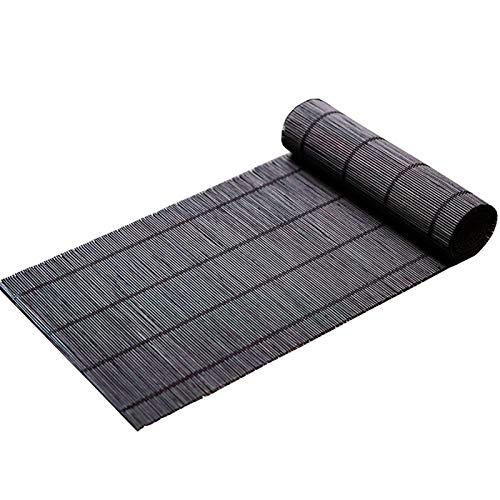 JLCP Retro Style Schwarz Tischläufer (Natürlicher Bambus) Breite 20 cm / 30 cm / 40 cm Waschbar rutschfest Hitzebeständig Tischdeko Tischset Für Hotel Küche Esszimmer Party,30 X 180cm(12"×71") Cover