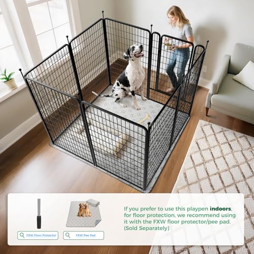 Image of FXW Rollick Unleashed Dog Playpen for Indoor, Yard, RV Camping, 50 inch 8 Panels for Large Dogs, Black│Patented