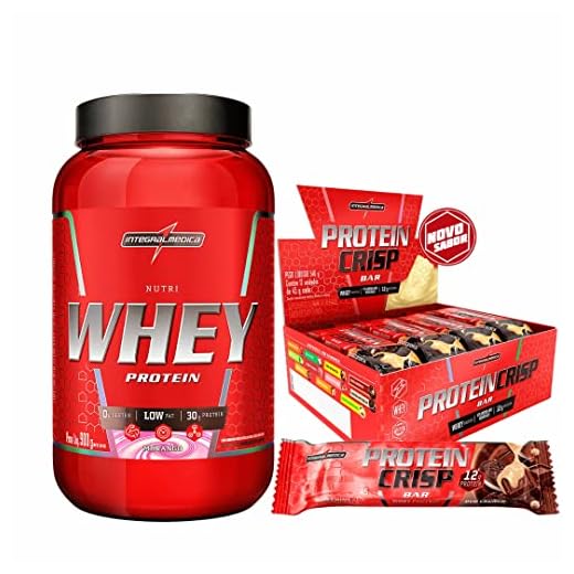 Nutri Whey Protein 900g Baunilha - Integralmedica + Protein Crisp Bar - 12 Unidades 45g DUO CRUNCH IntegralMedica