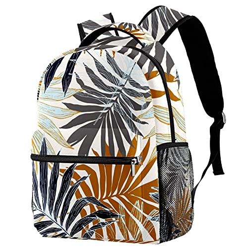 Sac à dos décontracté homme et femme imperméable imprimé feuilles tropicales pour PC portable