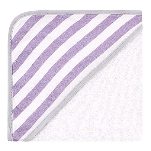 Image of Hudson Baby Unisex Baby Cotton Rich Hooded Towels, Purple Dots Pretty Elephant, One Size