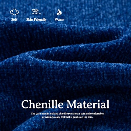 Image of Simple&Opulence Women's Chenille Sweater Crewneck Long Sleeve Pullover Ribbed Cuff Hem Round Neck Jumper Tops