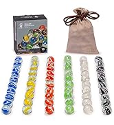 Yellow Mountain Imports 60 Pieces Translucent Chinese Checkers Glass Marbles with Petal Design - ...