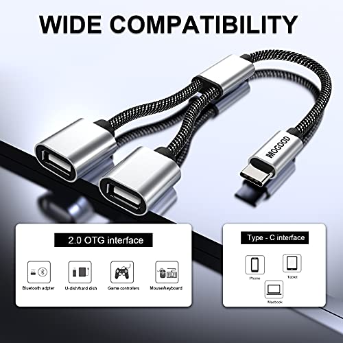 Usb C To Dual Usb A Female Adapter Type C To Dual Usb A Splitter Usb C To Double Usb 2.0 Adapter Double Usb 2.0 Otg Splitter Cord Converter For Macbook Pro, Google Pixel, Galaxy S9 / S8 / Note 8 #TOP1