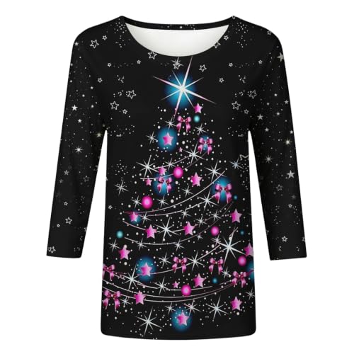 Women'S Christmas Shirt 3/4 Sleeve Xmas Holiday Casual Festive Tunic Top - image 5