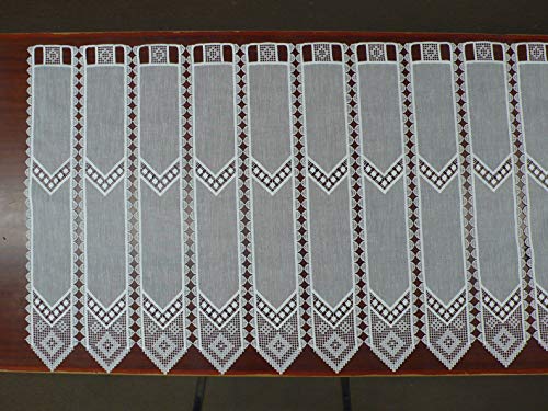 Visillo HOLANDES BORDADOEN con Guipure TOTALMANTE REMATADO Listo para Colgar EN Barra Todos LOS Anchos Pala DE 10,5 CM BOLILLOS Pico (Alto 063,5 CM)