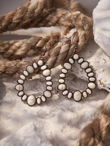 MINACHI Vintage Bohemian Created White Turquoise Dangle Drop Earrings, Boho Summer Jewelry Gift for Women3