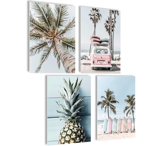 mojoliving Summer Vibes Lot de posters Surf Vintage - Décoration de plage esthétique - Décoration de chambre Hawaii - Décoration Dommer - Posters vintage...