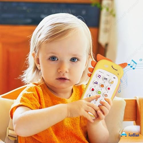 Image of FunBlast Cartoon Musical Mobile Phone for Kids, Mobile with Light & Sound Toys for Babies | Educational Toys for Kids 3+ Years /Boys /Girls-1 Unit (Yellow)
