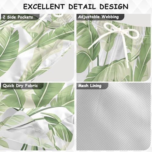 Plantain Leaf Pattern Boys Swim Trunks, Quick Dry Toddler Beach Shorts Boy Swimwear Bathing Suit3