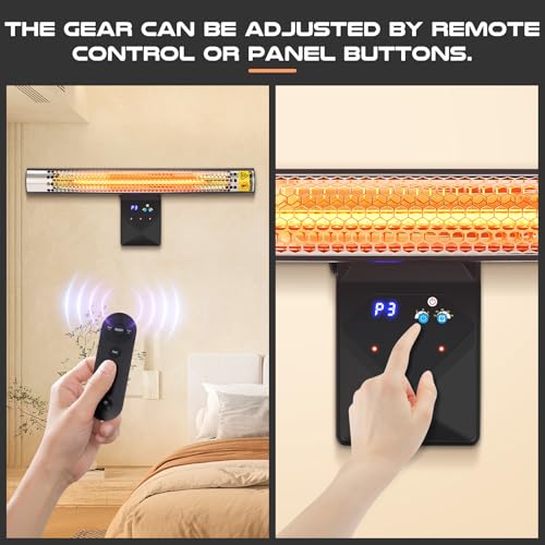 Brriy 1500W Infrared Heater, Electric Infrared Heater With Remote Control 3 Heat Settings & 8H Timer, Wall Mounted Carbon Infrared Heater For Porch, Patio thumb #4