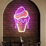 Ice Cream Neon Sign UV Print Neon Pop Art Ice Cream Shop Led Decor Bedroom Home Led Neon Lights Wall Decor Gifts for Ice Cream Lover Kids Room Decor (16 inch, Style 3)