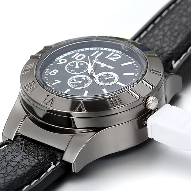 Encendedor eléctrico con reloj de pulsera militar para hombre miniatura 2