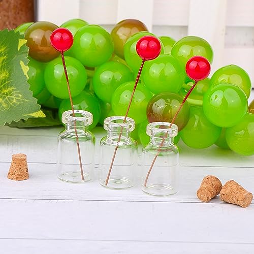 MaxMau 100 pcs 2ml Mini Tiny Clear Glass Jars with Cork Stoppers Small Glass Bottles Tiny Vials for Arts Crafts DIY Projects Wedding Party Favors