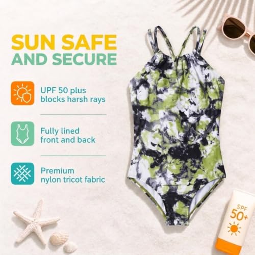 Image of Kanu Surf Girls Jasmine Beach Sport Halter One Piece Swimsuit