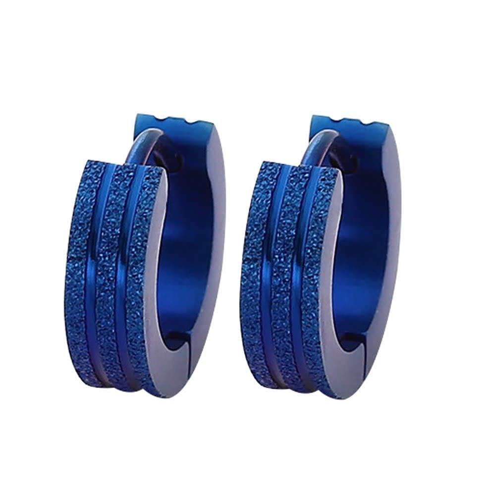 vien Punk Men Women Hip-Hop Stainless Steel Hoop Piercing Round crystal Luxury Earring (BLUE)-picture-17