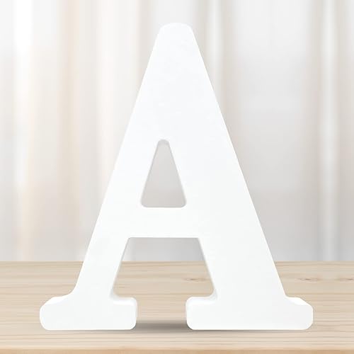 Miniatura 8 de Letras de madera blancas 3D de 6 pulgadas, letra de pared del alfabeto de madera para decoración de pared, manualidades de madera, letras de pie,