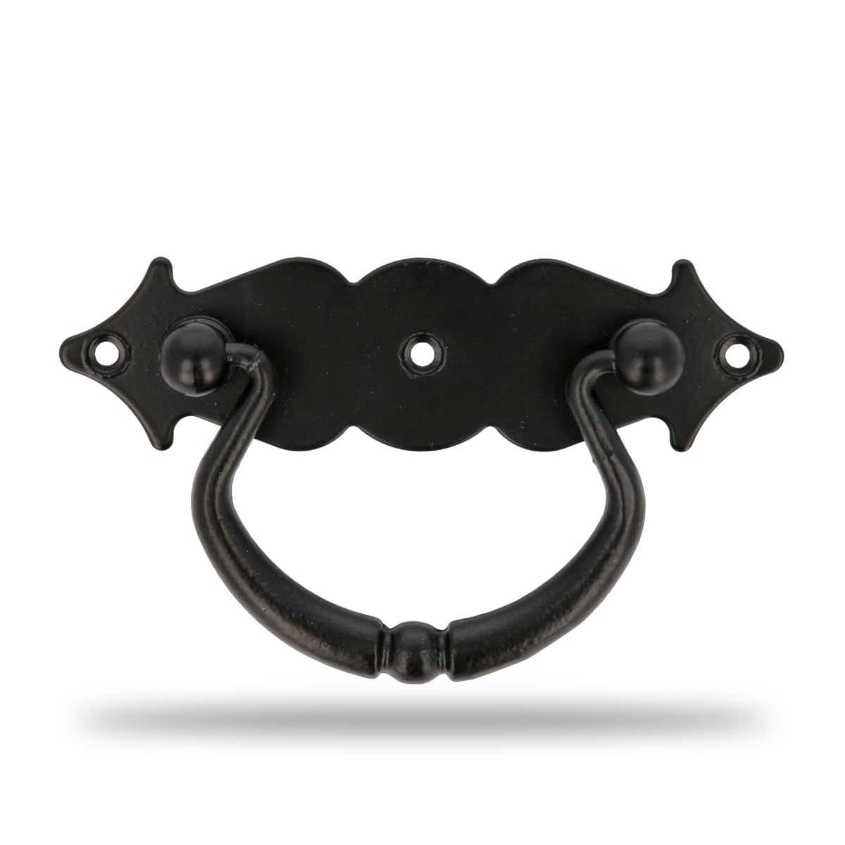 Maniglia Per Mobili AMIG Modello 1003 - Acciaio, Finitura Nera, 100x31 Mm, Con Anello E Placca