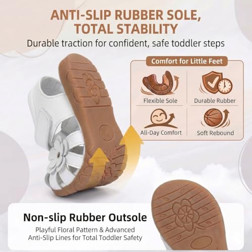 Image of Femizee Toddler Girls Leather Dress Sandals with Adjustable Strap