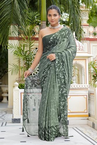Image of MIRCHI FASHION Saree for Woman | Chiffon Floral Printed Breathable Occasional Sari with Blouse