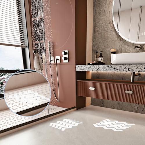 JIYIN 36 Stück Antirutsch Pads Dusche, Antirutschmatte Badewanne Sicherheitsstreifen für Badewanne mit Schaber Antirutsch Aufkleber für Badezimmer Badewannen Duschenn Trittflächen